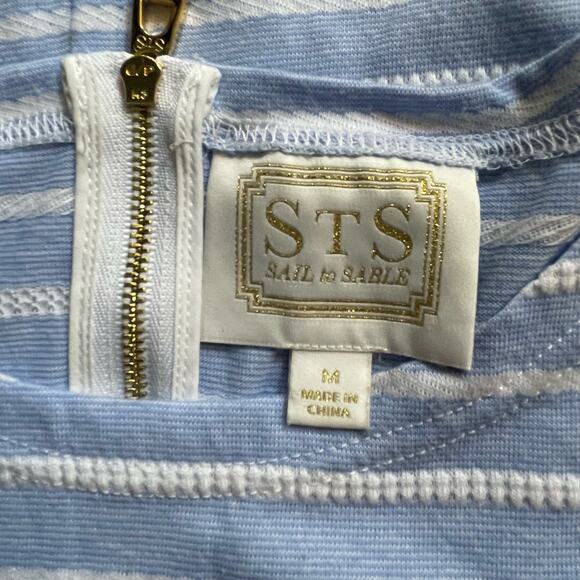 STS Sail to Sable Dress Striped Shift Blue White Sailor Nautical Sz‎ M Stretch - Picture 3 of 7